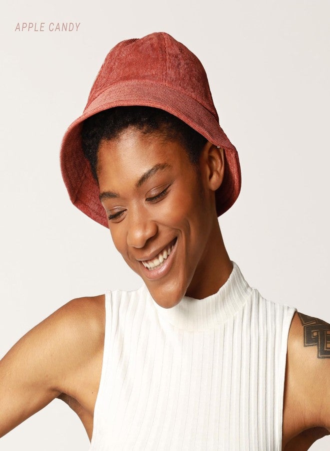 CHOK.LIDS Corduroy Bucket Hats Trendy Lightweight Outdoor Style Plain Soft Cotton Twill Velvet Lining Travel Sun Hat Headwear (Latte) - Image 5